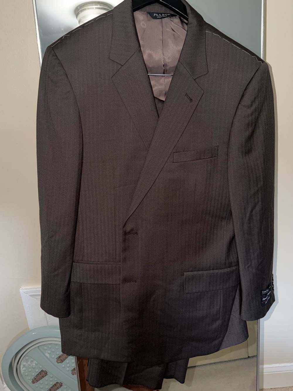 SUPERFINE Brown Pinstripe Suit Jacket